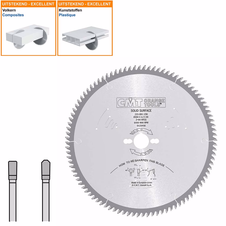 HW speciaalzaag voor solid surface en harde kunststof D=300mm B=30mm K=3,2mm P=2,5mm