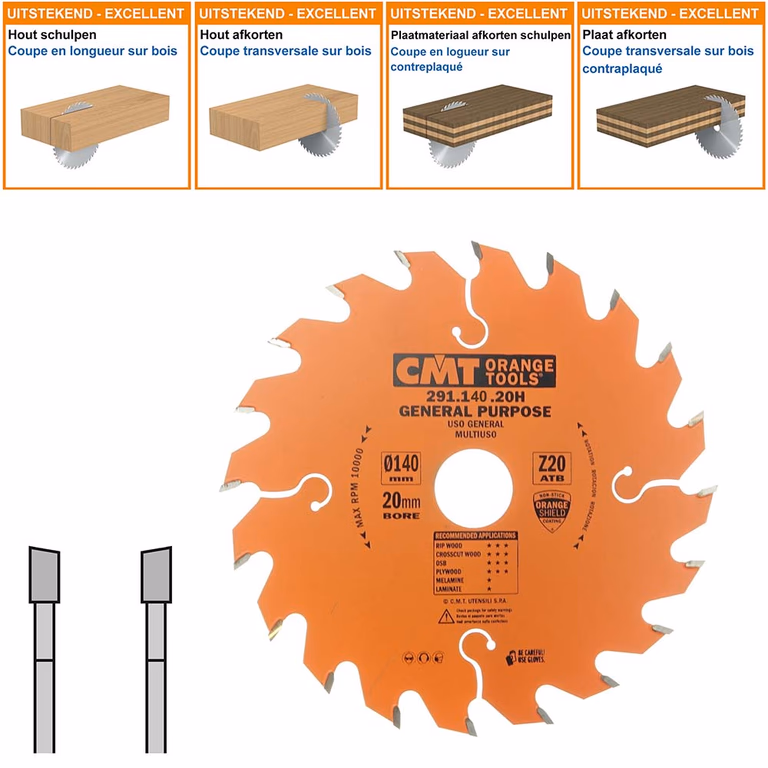 Universeel cirkelzaag voor draagbare machines D=140mm B=20mm K=2,4mm Z20