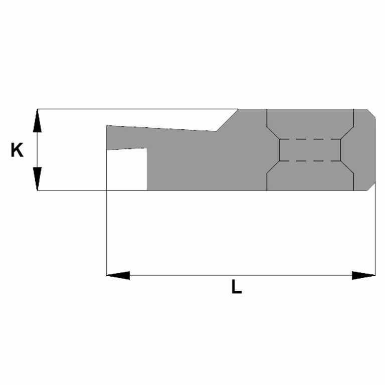 Enkel groefprofiel rechts L=33mm K=10mm
