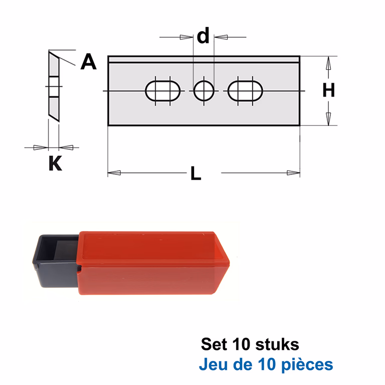 HWM wisselmessen Oertli-Systeem"(per 10 st.)" L=32mm H=8mm Z2