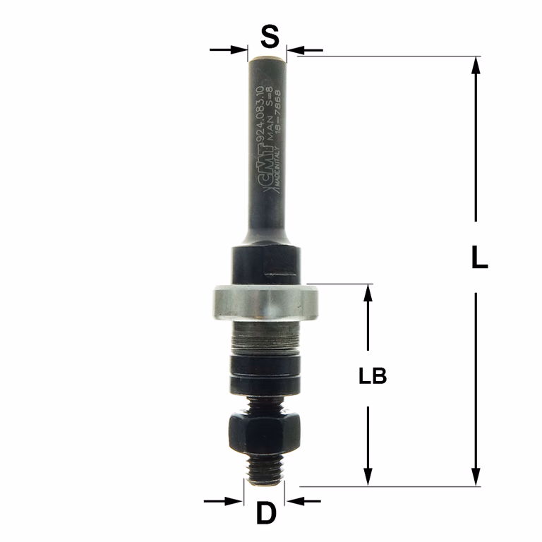 Spindel met kogellager S=8mm L=86mm LB=40mm