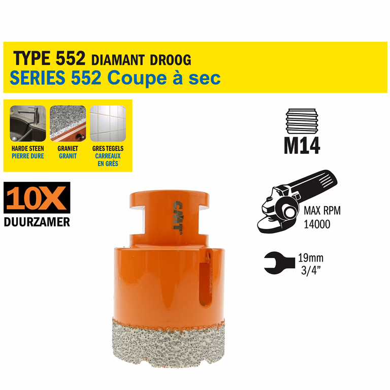 Gatzaag voor extreem harde materialen D=60mm S=M14 · 552-560