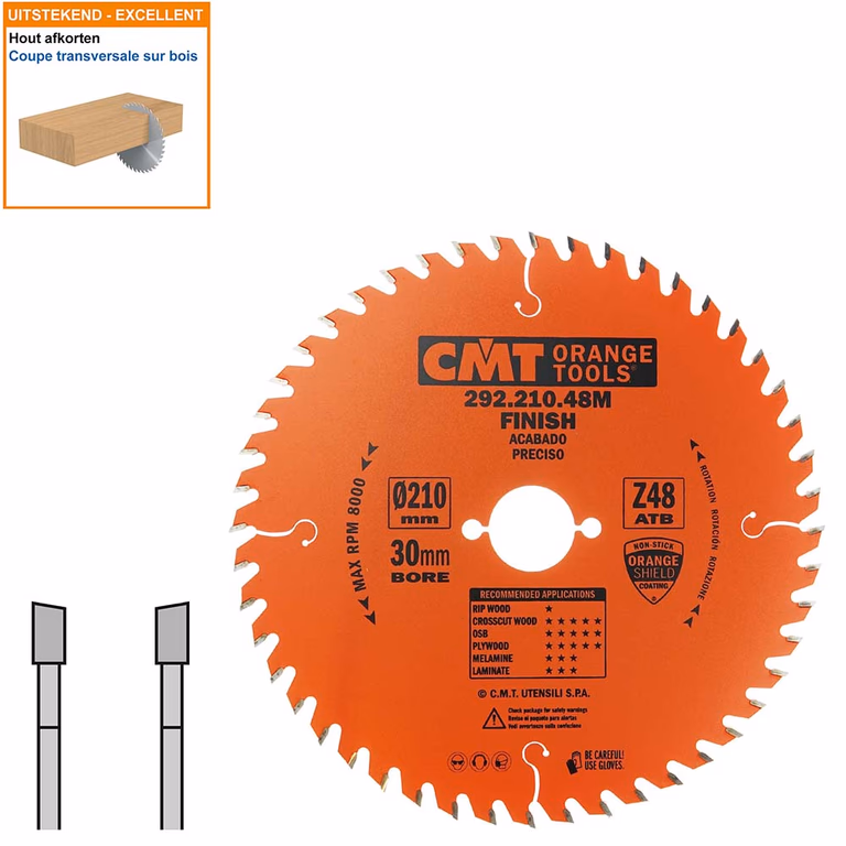 HW afkortcirkelzaag voor draagbare machines D=210mm B=30mm P=1,8mm Z48