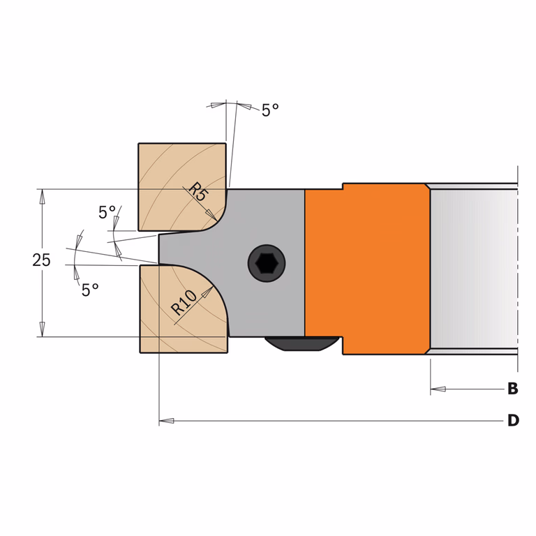 Profielmes voor multiradius-afrondfrees type 1.3 L=24,8mm I=25mm