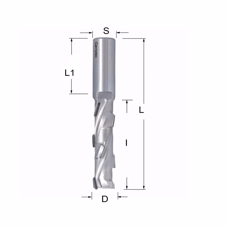 Diamantfrees PCD Z1+1 D=20mm L=135mm I=80mm (9 PCD+1 HM)