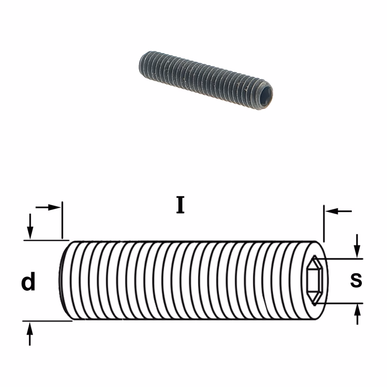 Inbusbout met vlak drukvlak. (voor freeskop art. 694) S=2mm I=20mm