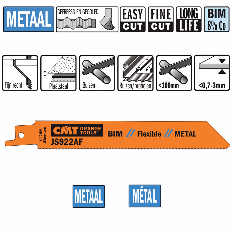 Reciprozaagblad Bi-metaal 150mm x 0,9 x 24TPI