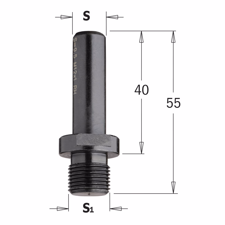Schacht voor uitwisselbare boor of potscharnierfrees S=10mm LB=40mm