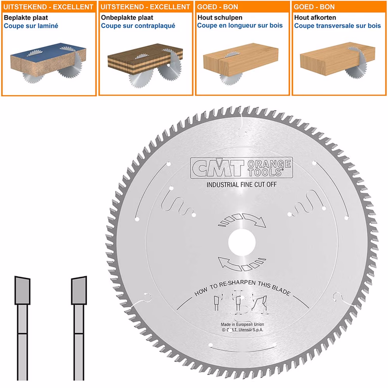 Zaagblad met hardmetalen tanden voor fijne afwerking D=300mm K=3,2mm P=2,2mm Z96 · 285.096.12R