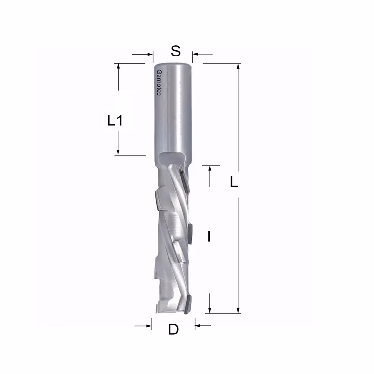 Diamantfrees PCD Z1+1 D=20mm L=144mm I=80mm (9 PCD+1 HM)