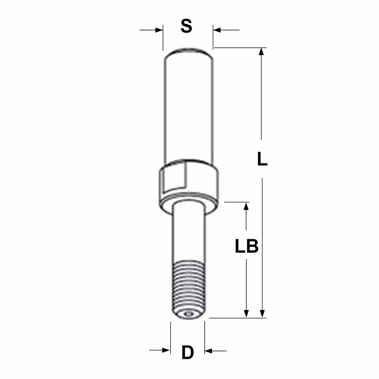 Spindel zonder kogellager S=1/2" L=85mm LB=41mm