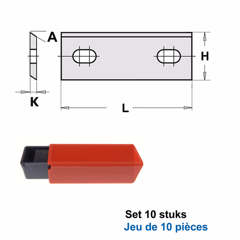 HWM wisselmessen Oertli-Systeem"(per 10 st.)" L=60mm H=8mm Z2