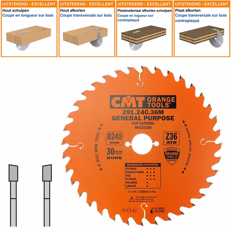 Universeel cirkelzaag voor draagbare machines D=240mm B=30mm K=2,8mm Z36