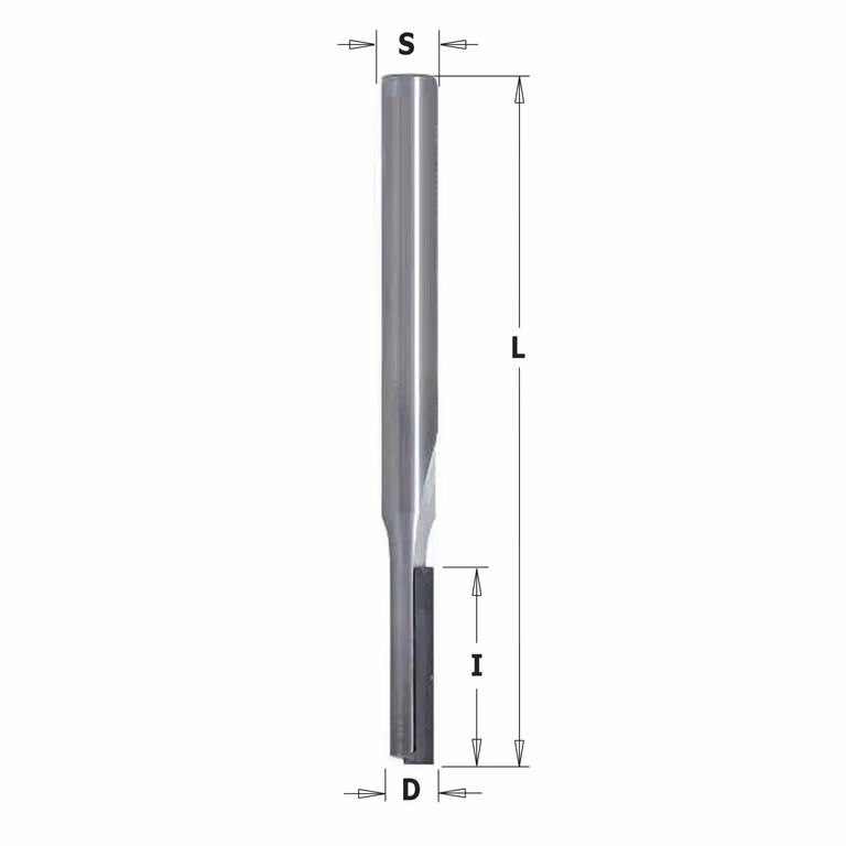 Diamantfrees met negatieve snij-plakket PCD Z1 D=5mm S=6mm L=70mm I=20mm