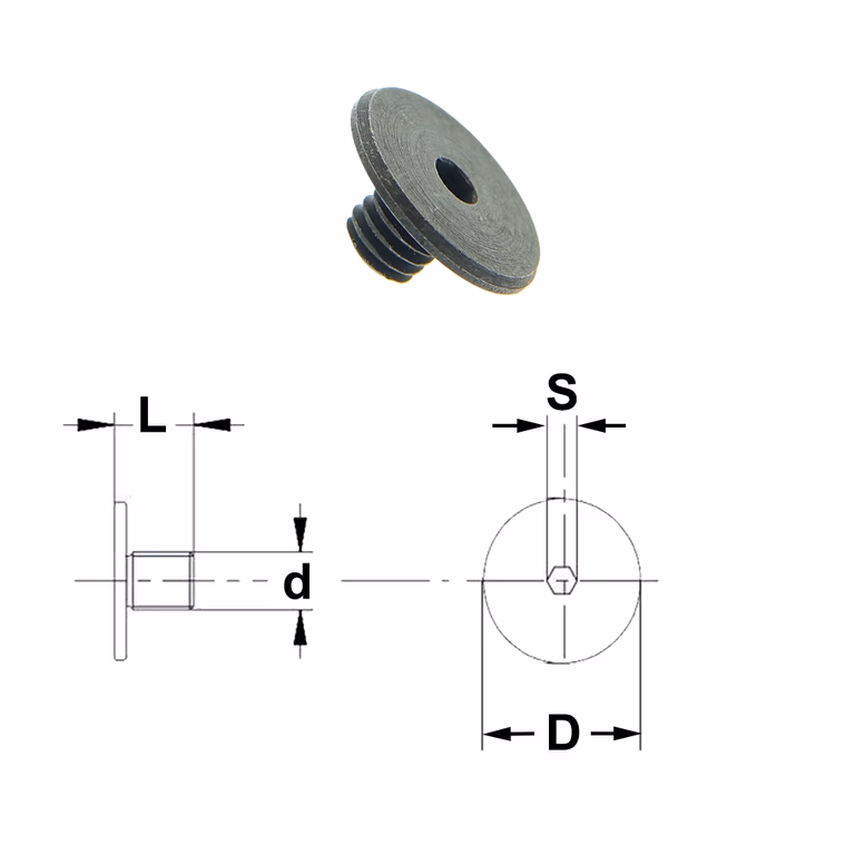 Positioneringsbout D=13mm S=2,5mm L=6,3mm d=M5