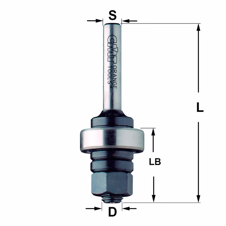Spindel met kogellager S=8mm L=61mm LB=26mm