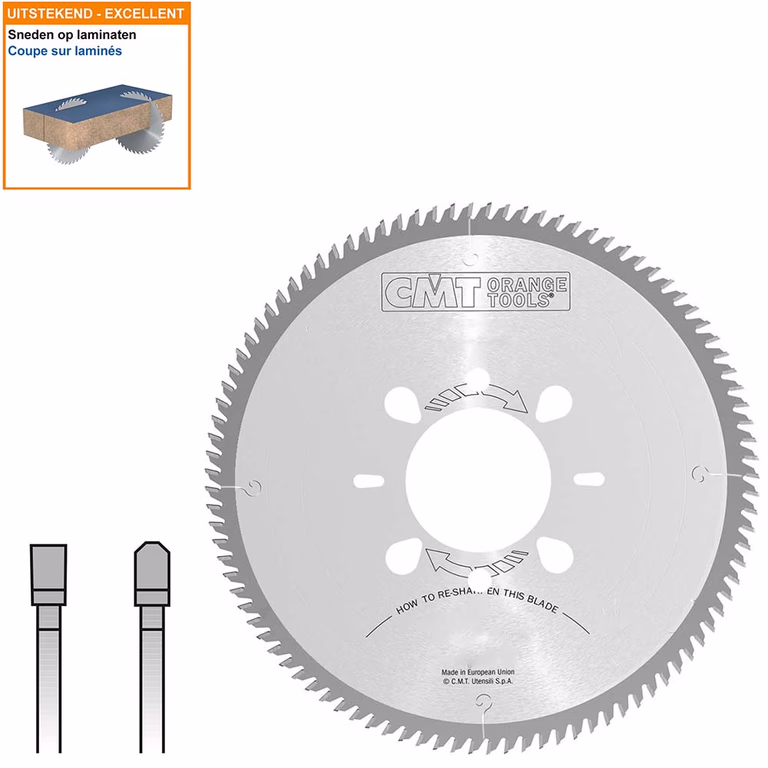 Opdeelcirkelzaagblad met hardmetalen tanden D=430mm B=80mm K=4,4mm Z72