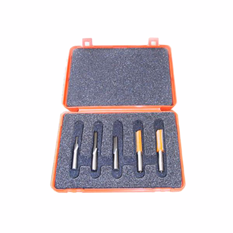 5-delige frezenset in pvc kistje, HW S=8mm L1=2mm
