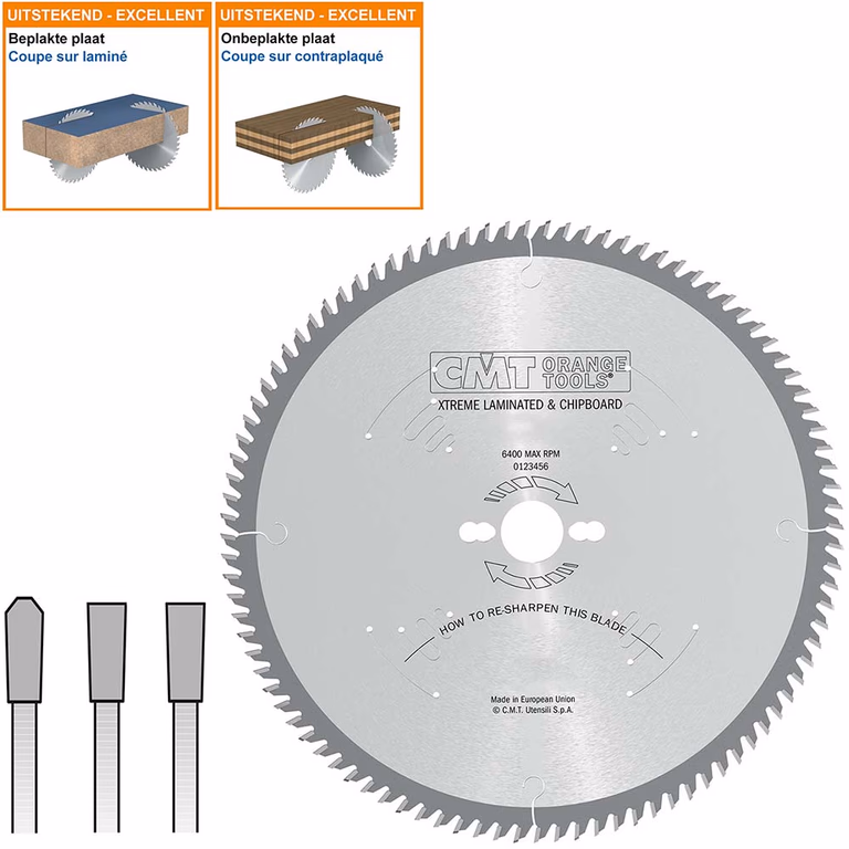 Platenzaag met hardmetalen tanden (zonder voorsnijder) D=250mm K=3,2mm P=2,2mm Z78
