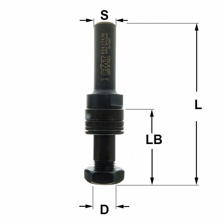Spindel zonder kogellager S=1/2" L=100mm LB=54,5mm