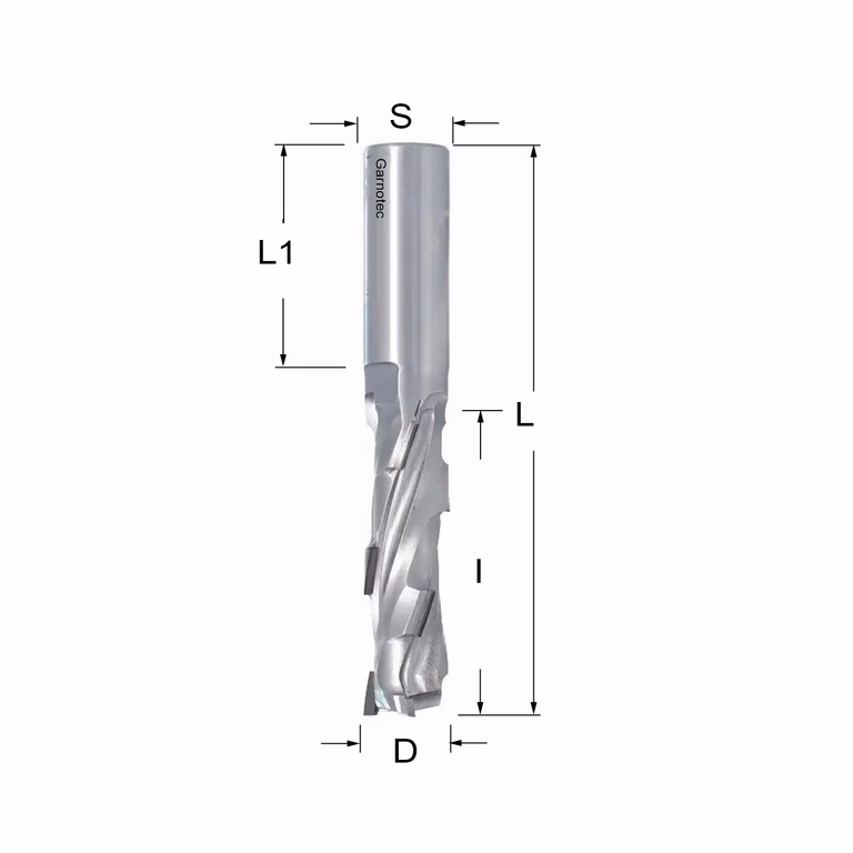 Diamantfrees PCD Z1+1 D=20mm L=120mm I=65mm (7 PCD+1 HM)