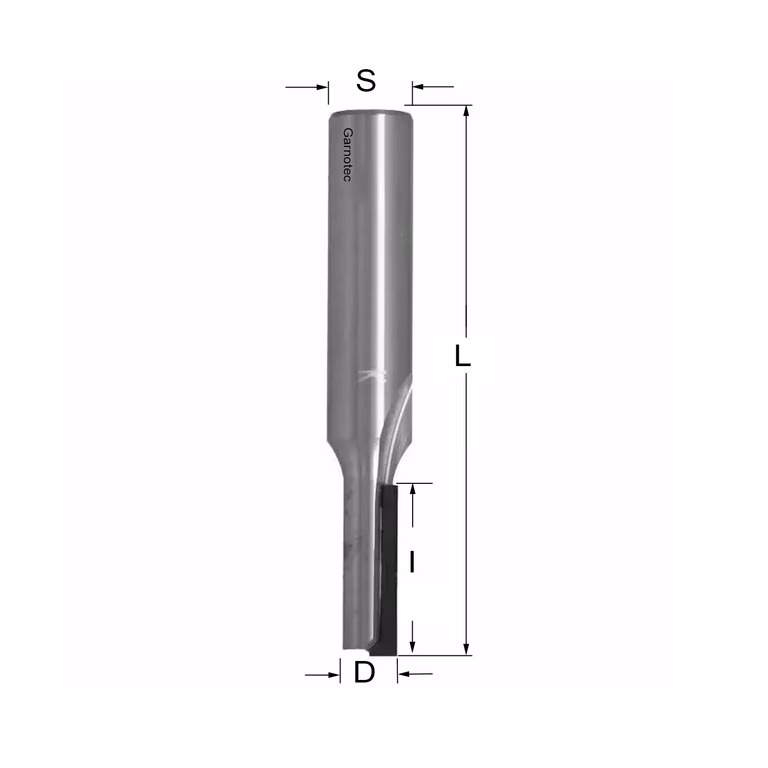Diamantfrees met een rechte snij-plakket PCD Z1 D=8mm S=12mm L=75mm I=23mm