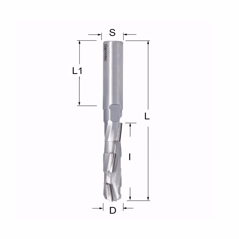 Diamantfrees PCD Z1+1 D=12mm L=100mm I=45mm (5 PCD+1 HM)