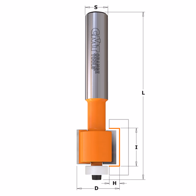 Inleg groeffrees met Delrin kogellager , HW L=90mm I=12,7mm