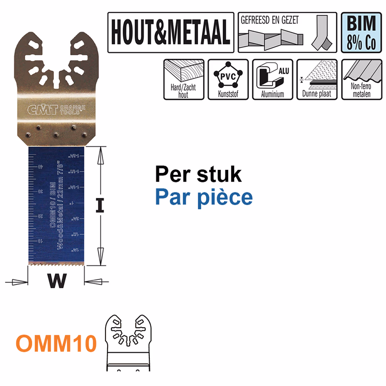 Multitoolzaagblad voor hout en metaal, 22mm · OMM10-X1