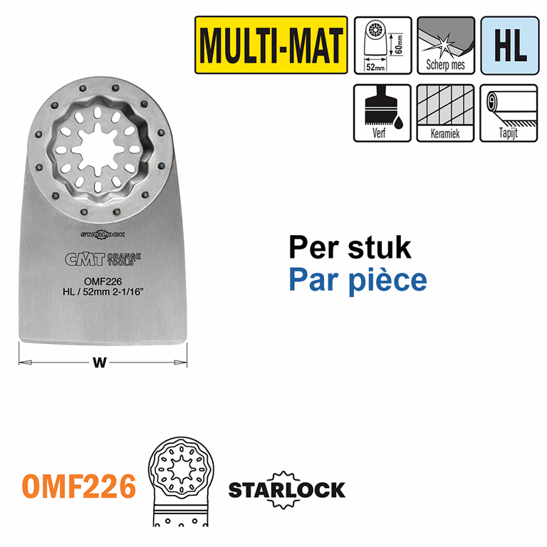 Flexibele spatel/schraper voor alle materialen, 52mm K=0,8mm