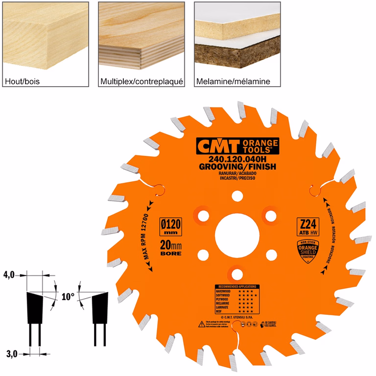 Groefzaag met hardmetalen tanden D=120mm K=4mm P=3mm Z24