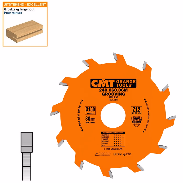 Groefzaag met hardmetalen tanden D=150mm K=6mm P=3mm Z12 · 240.060.06M