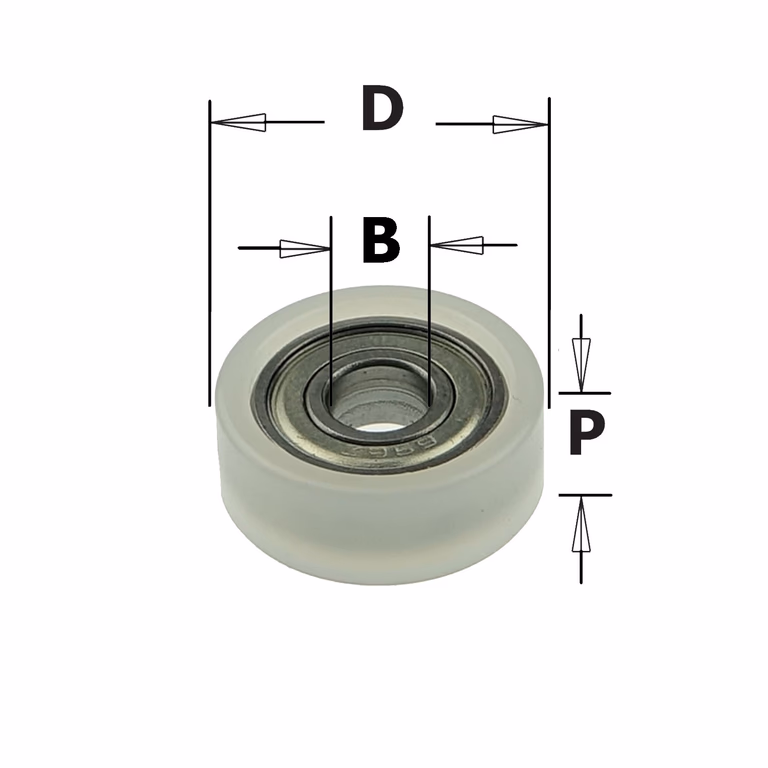 Delrin® rechte kogellager D=19mm B=6,35mm P=7,2mm