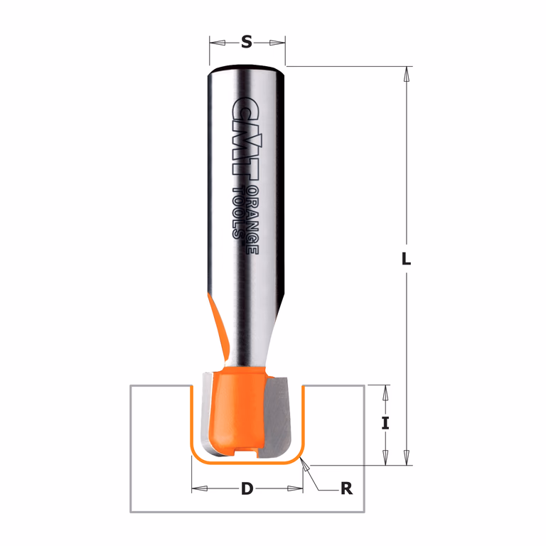 Rechte groeffrees met afgeronde hoeken, HW D=15,87mm L=63,5mm · 881.511.11