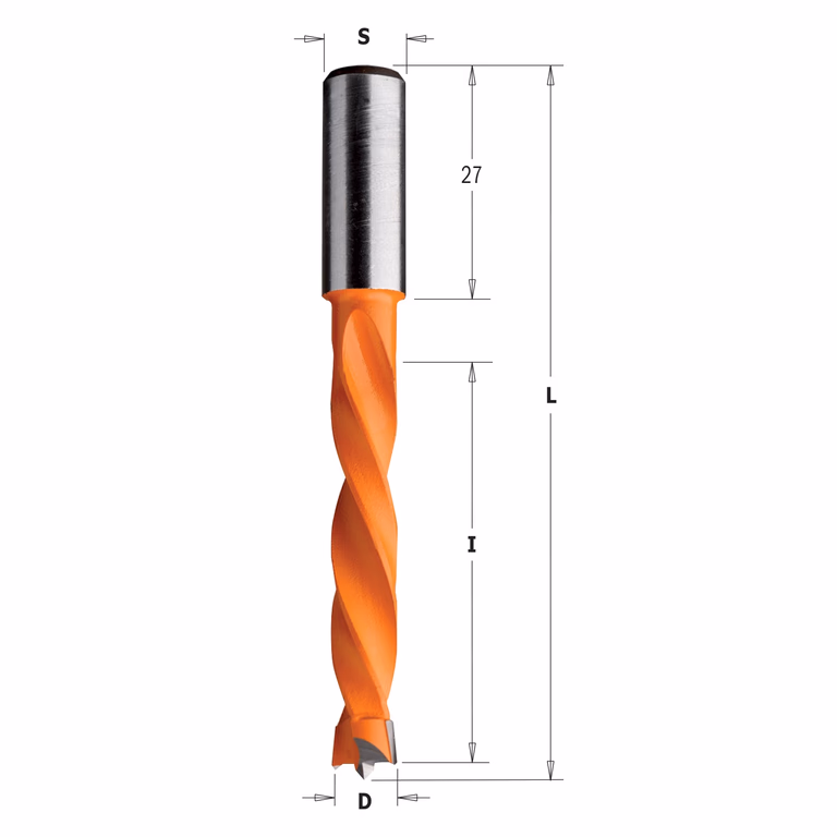 Drevelboor, links D=5mm L=85mm L1=27mm I=50mm